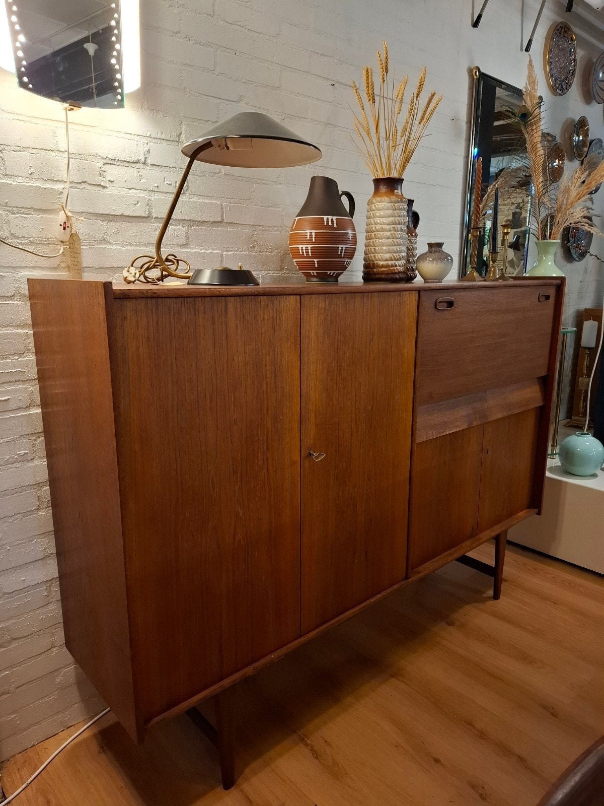 vintage highboard wandkast teak kast buffetkast, Ophalen, 100 tot 150 cm, 150 tot 200 cm, Teakhout