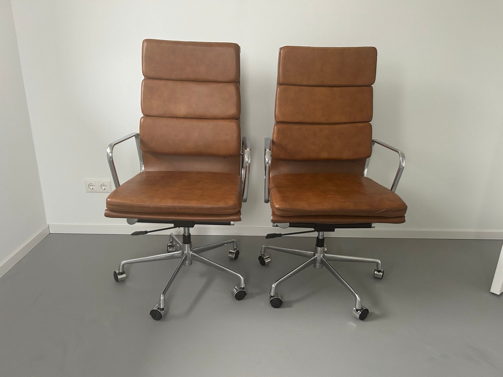 2x Cavel Design softpad bureaustoel - Cognac leer, Ophalen, Gebruikt, Bruin, Bureaustoel