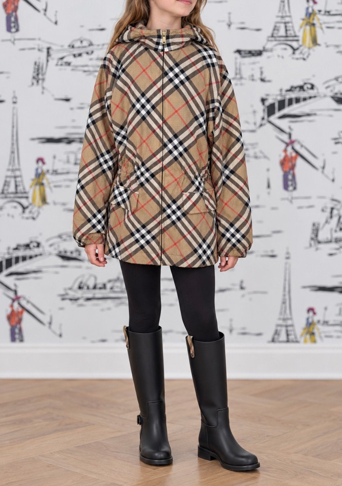 Burberry meisjes geruite parka jas maat 12 (495 euro)