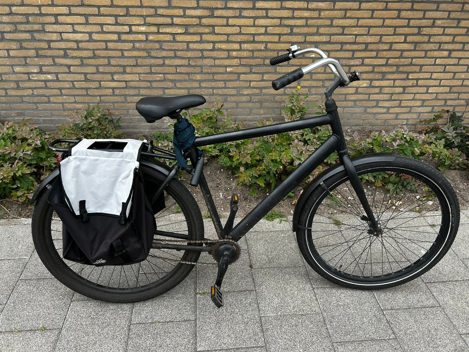 Zwarte herenfiets - Stevige stadsfiets, Gebruikt, Velgrem, 57 tot 61 cm, Ophalen