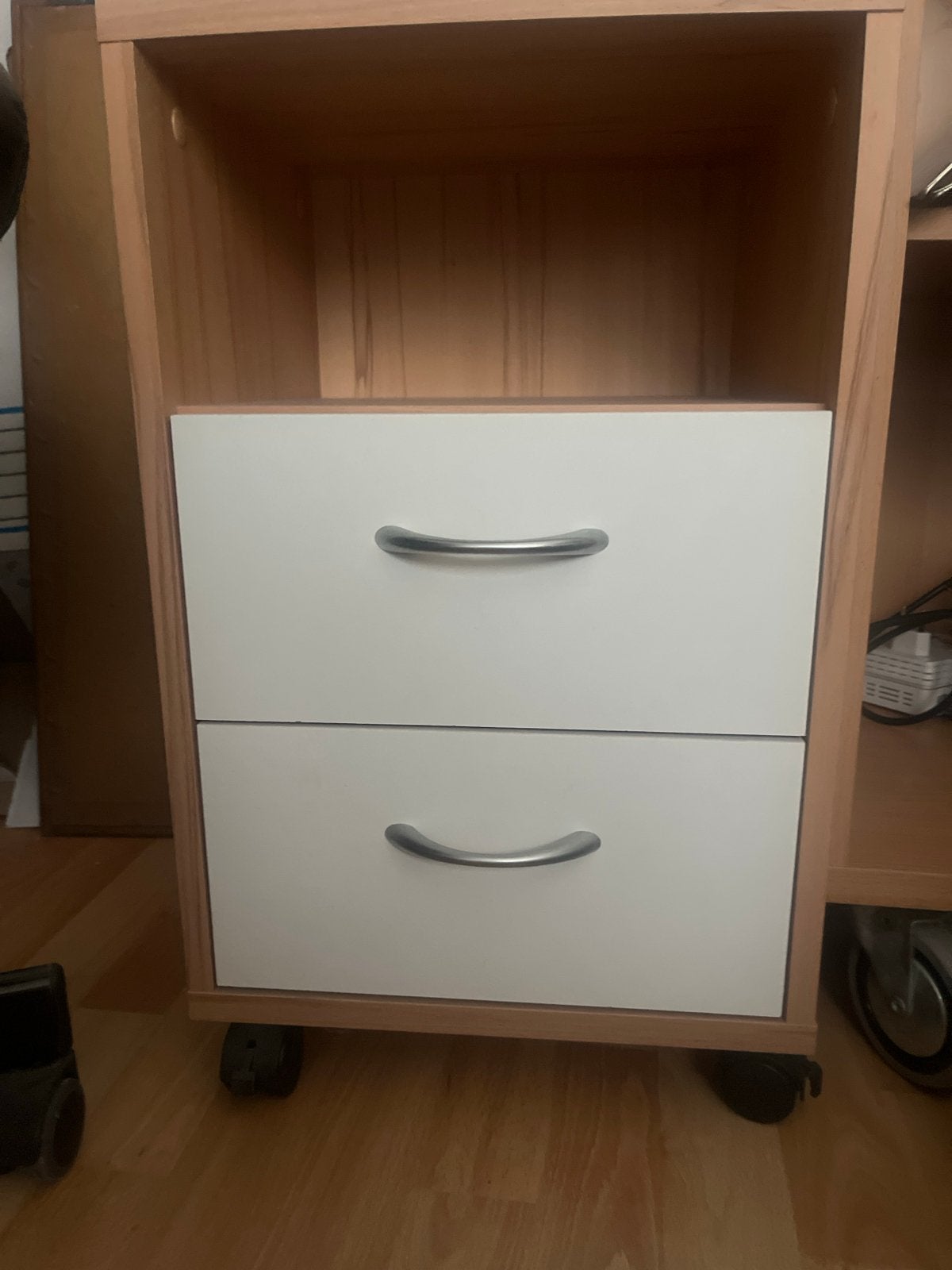 Bureau kastje met 2 laden op wielen, Ophalen of Verzenden, Gebruikt