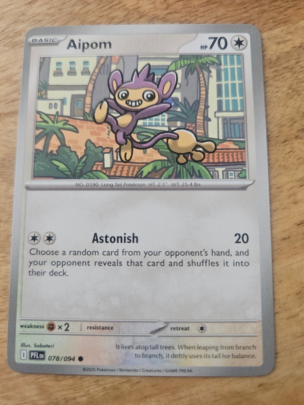 Pokémon Kaart Aipom 078/094 Basic HP70, Hobby en Vrije tijd, Verzamelkaartspellen | Pokémon, Ophalen of Verzenden, Zo goed als nieuw