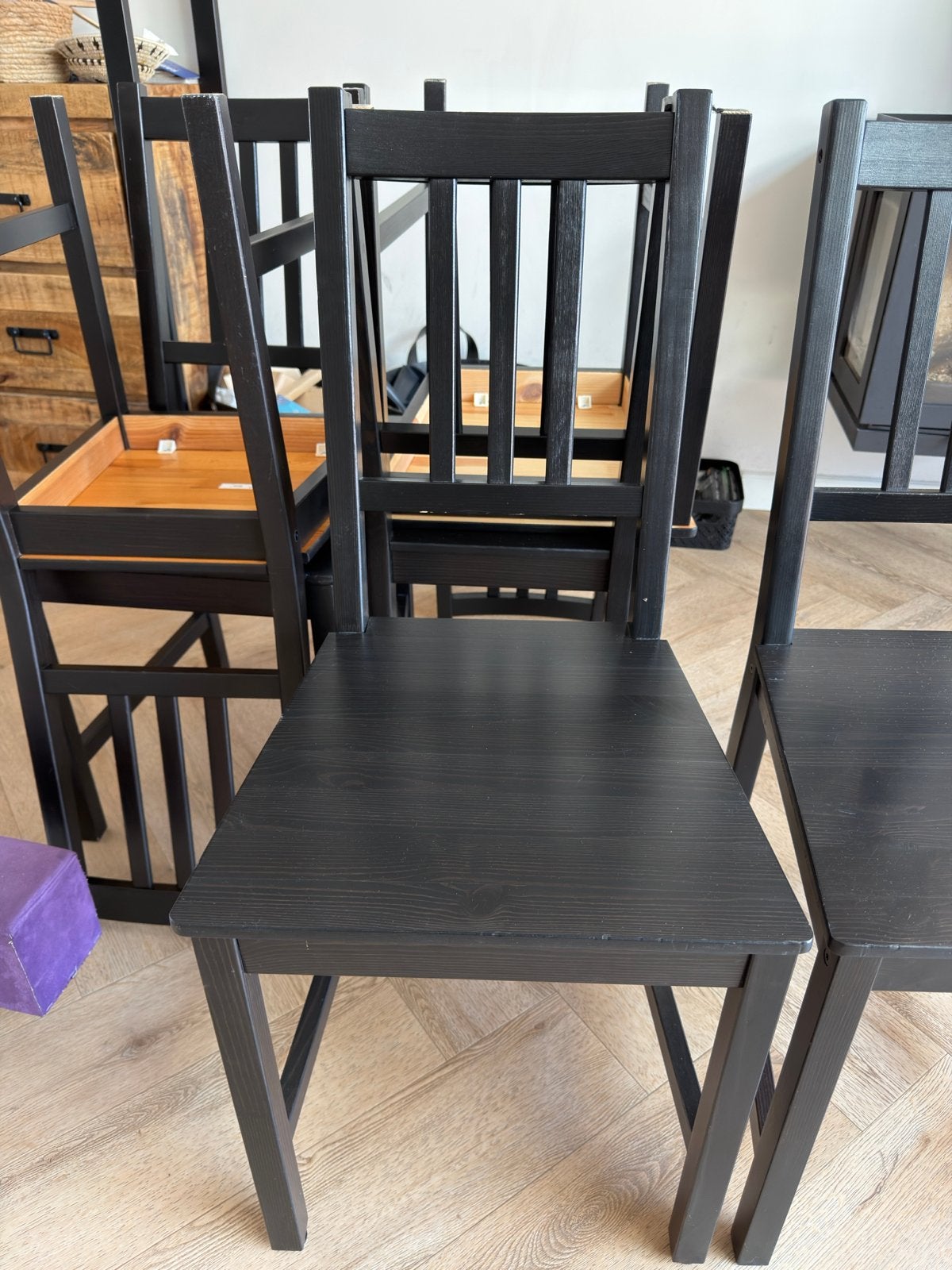 10x IKEA Stefan eettafel stoelen - Zwart, Gebruikt, Zwart, Ophalen of Verzenden, Vijf, Zes of meer stoelen