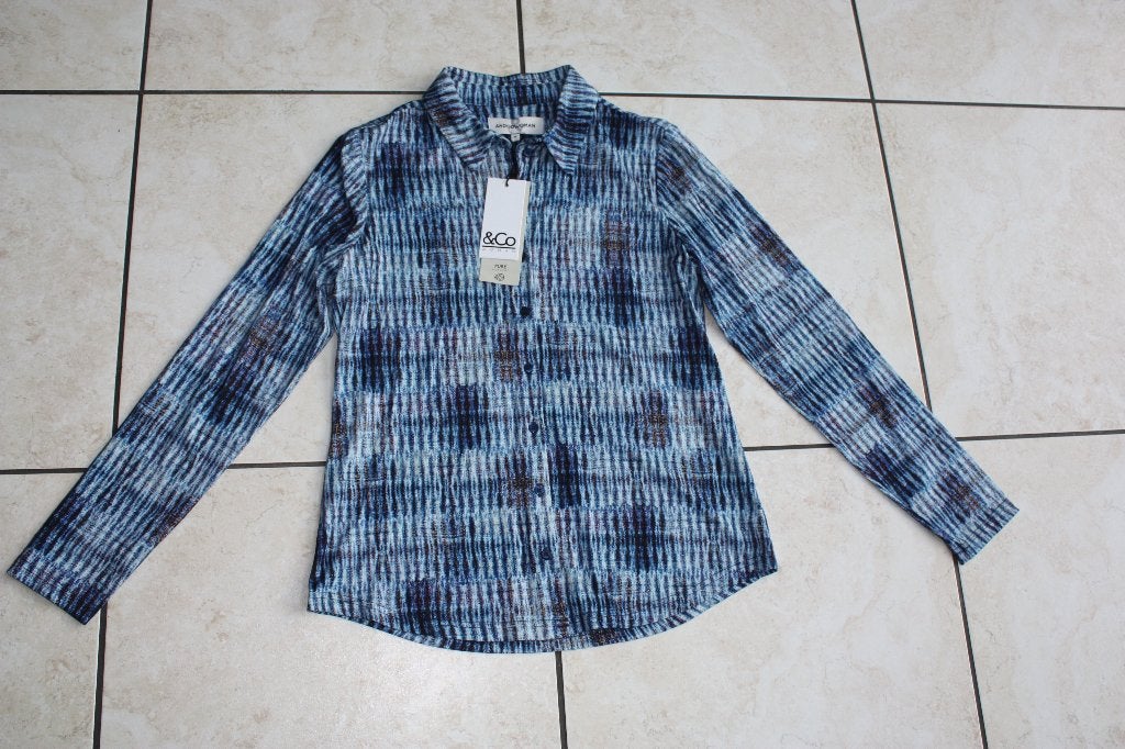 &Co Woman Travelstof Lotte Denim blouse M, Maat 38/40 (M), &Co Woman, Zo goed als nieuw, Verzenden