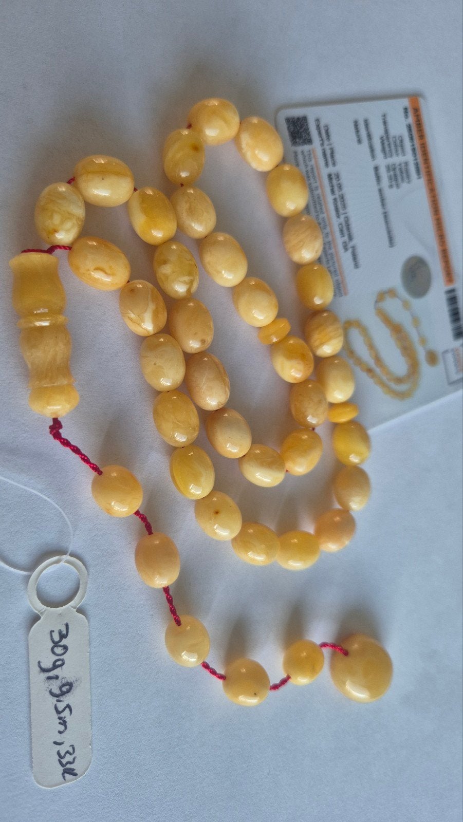 Baltische Amber Barnsteen Tesbih Ketting - Zeldzame Kleur, Ophalen of Verzenden, Overige materialen, Ketting, Met edelsteen