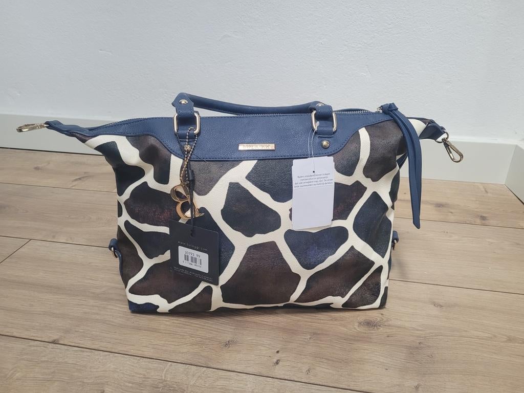Nieuwe Dames handtas / tas met Giraffe Print - Blauw/Bruin, Ophalen of Verzenden, Nieuw, Blauw, Handtas