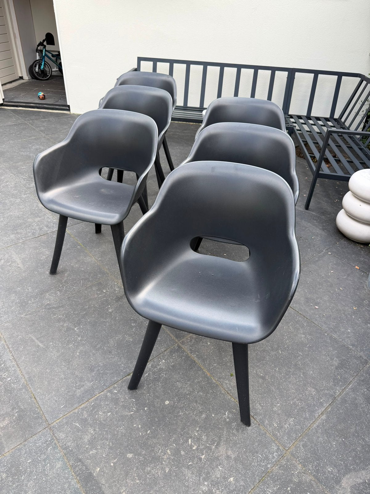 Set van 6 zwarte kuipjes, incl kussentjes, Huis en Inrichting, Ophalen, Zo goed als nieuw, Zwart