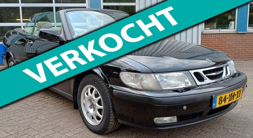 Saab 9-3 Cabrio 2.0t SE cabrio automaat youngtimer/oltimer., Gebruikt, 4 cilinders, 4 stoelen, Zwart