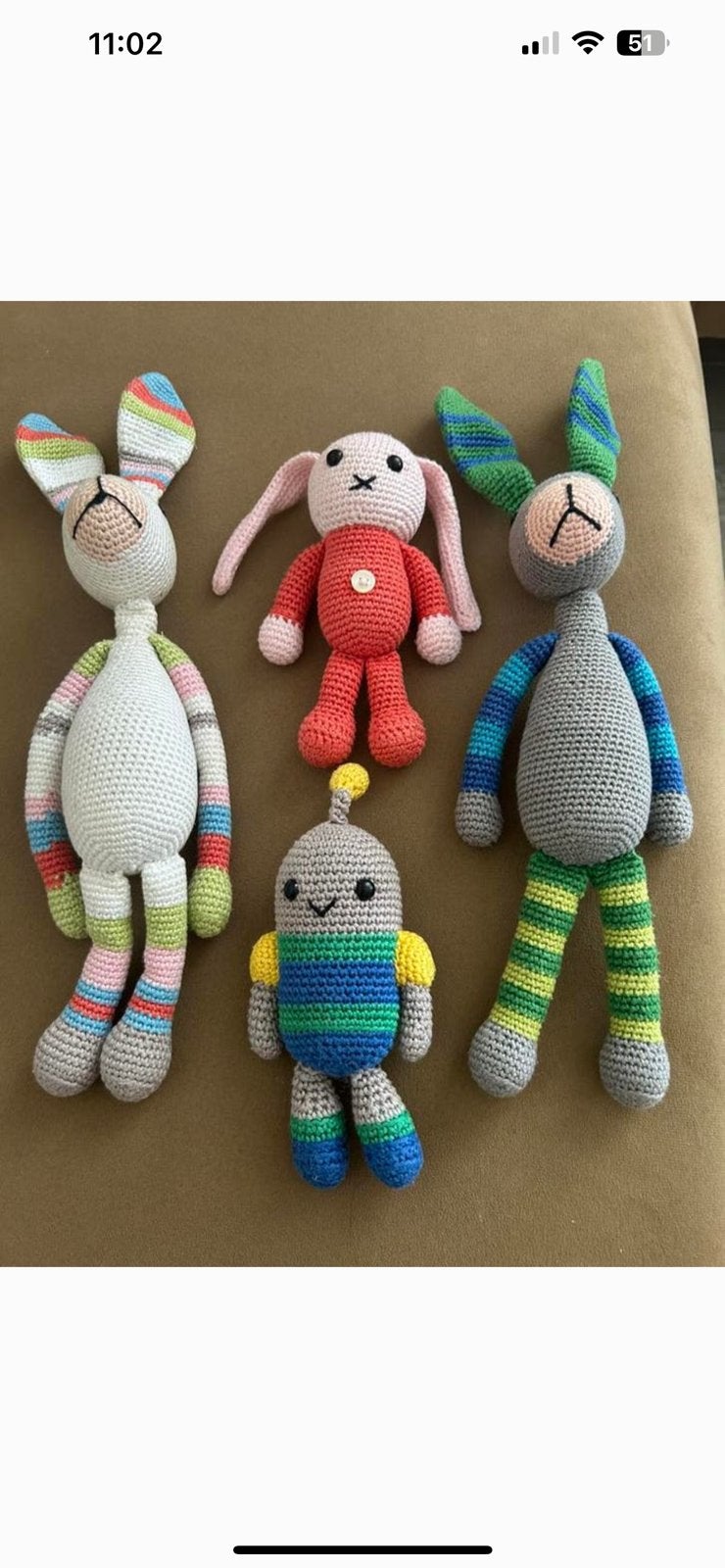 Mooi nieuw 4 stuks handgemaakt knuffels leuk voor kleintjes, Kinderen en Baby's, Speelgoed | Knuffels en Pluche, Ophalen of Verzenden
