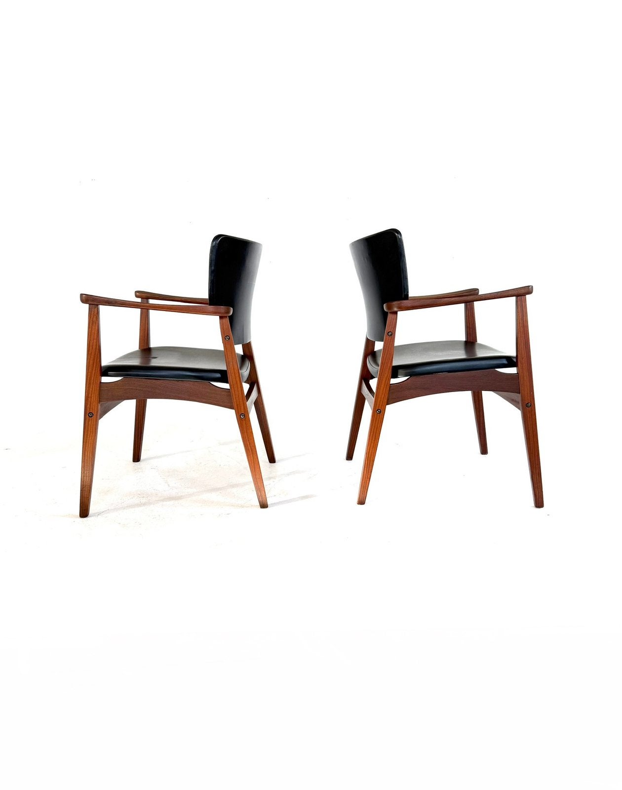 2x vintage Deense fauteuil, Bernhard Pedersen ‘60, Hout, Bernhard Pedersen, Vintage retro buisframe design rotan webbing papercord deens