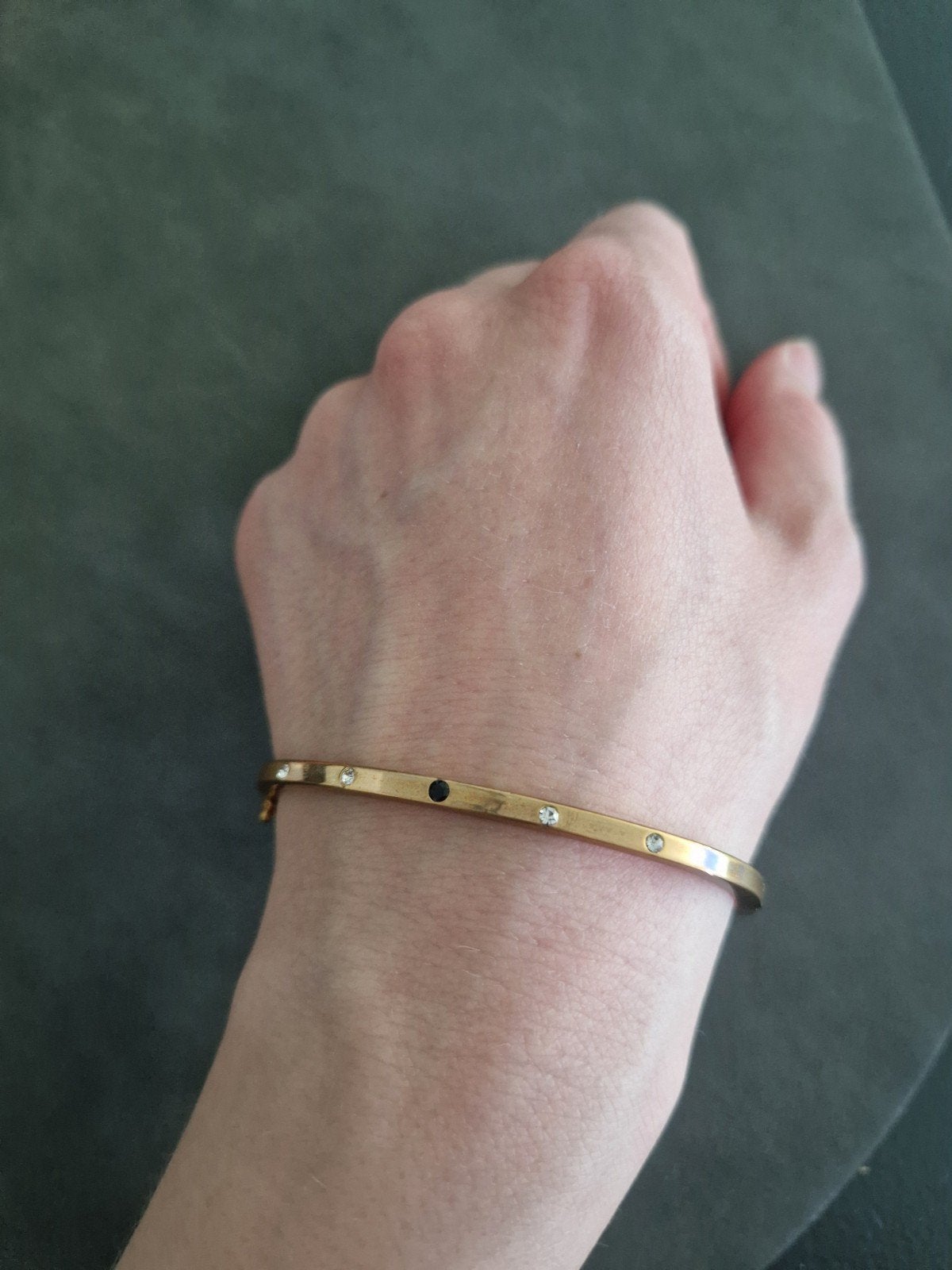 Gouden armband met zirconia en granaat steentjes, Ophalen of Verzenden, Zo goed als nieuw, Goud, Goud