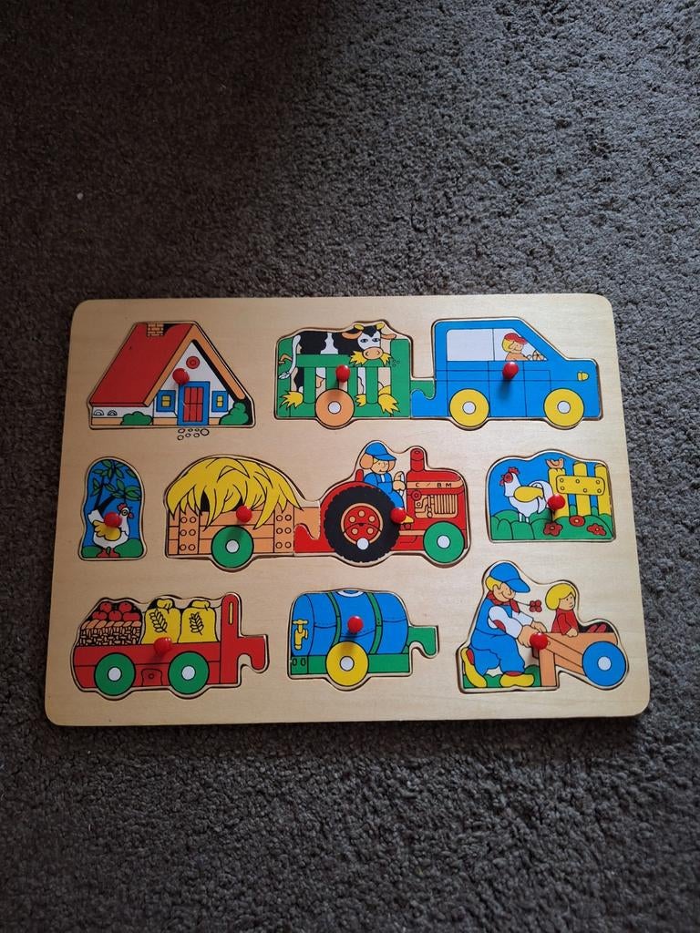 Houten Puzzel Boerderij Thema, 2 tot 4 jaar, 10 tot 50 stukjes, Ophalen of Verzenden, Zo goed als nieuw
