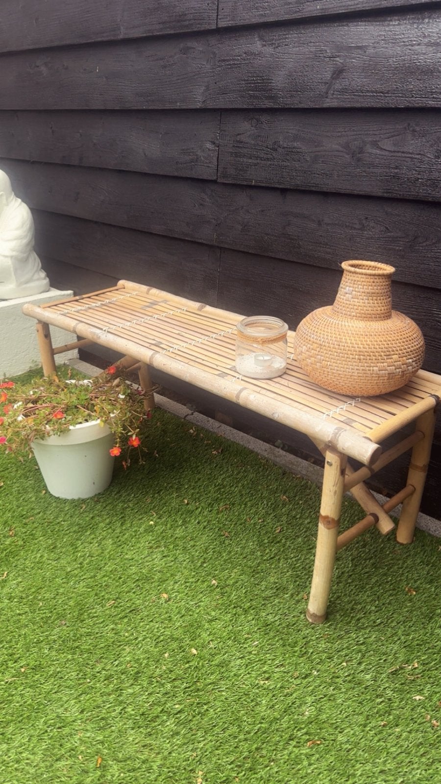 Bohemian Bamboe bankje / tafel., Huis en Inrichting, Overige materialen, Gebruikt, Bruin, Bohemian