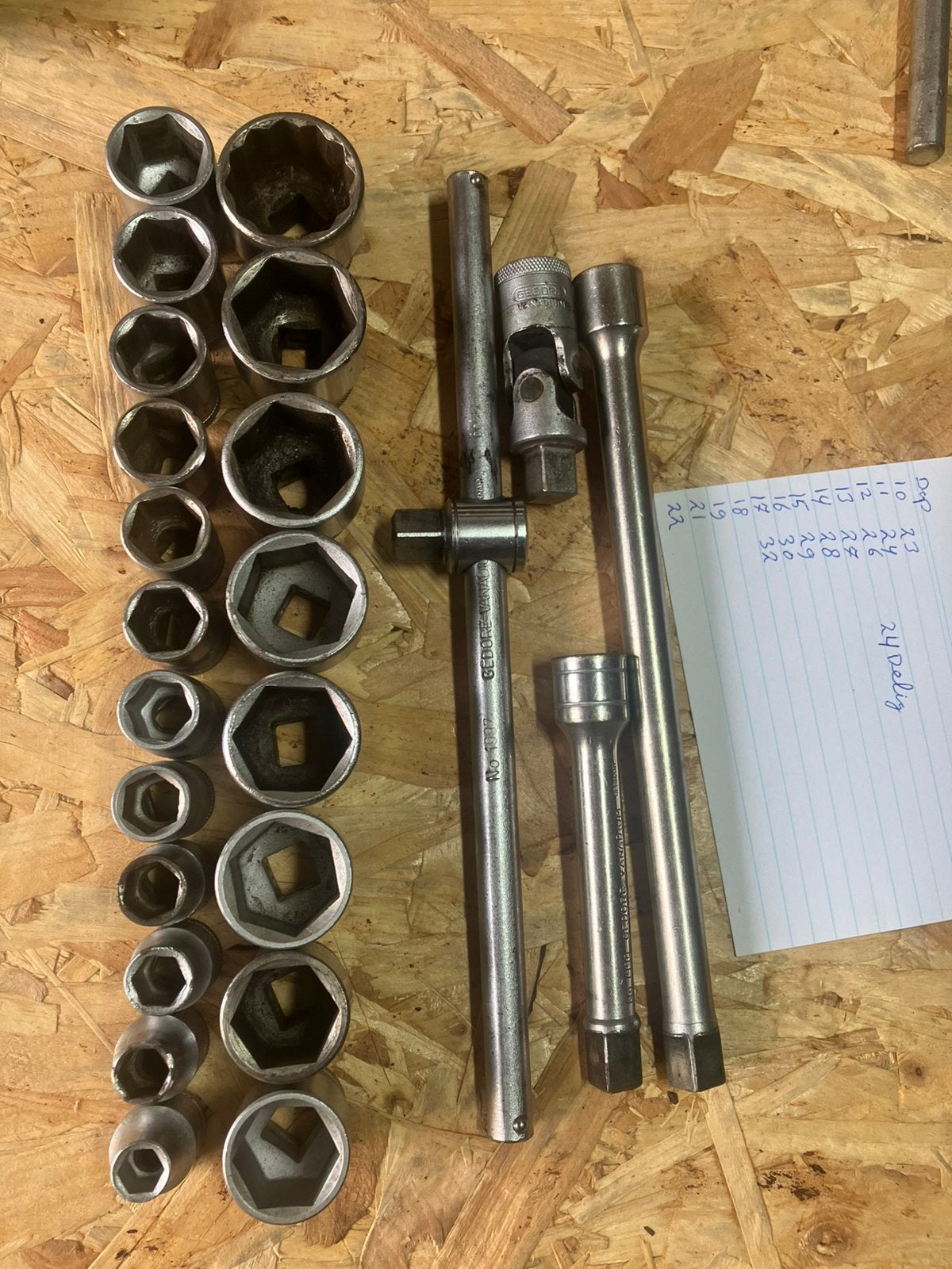 Gedore Doppenset 24 delig 1/2, Ophalen of Verzenden, Gebruikt