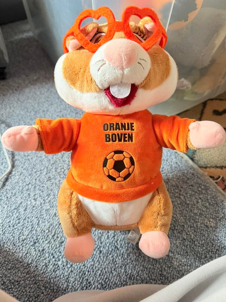 Voetbal hamster knuffel, Oranje, Albert Heijn, Hamster, Zo goed als nieuw