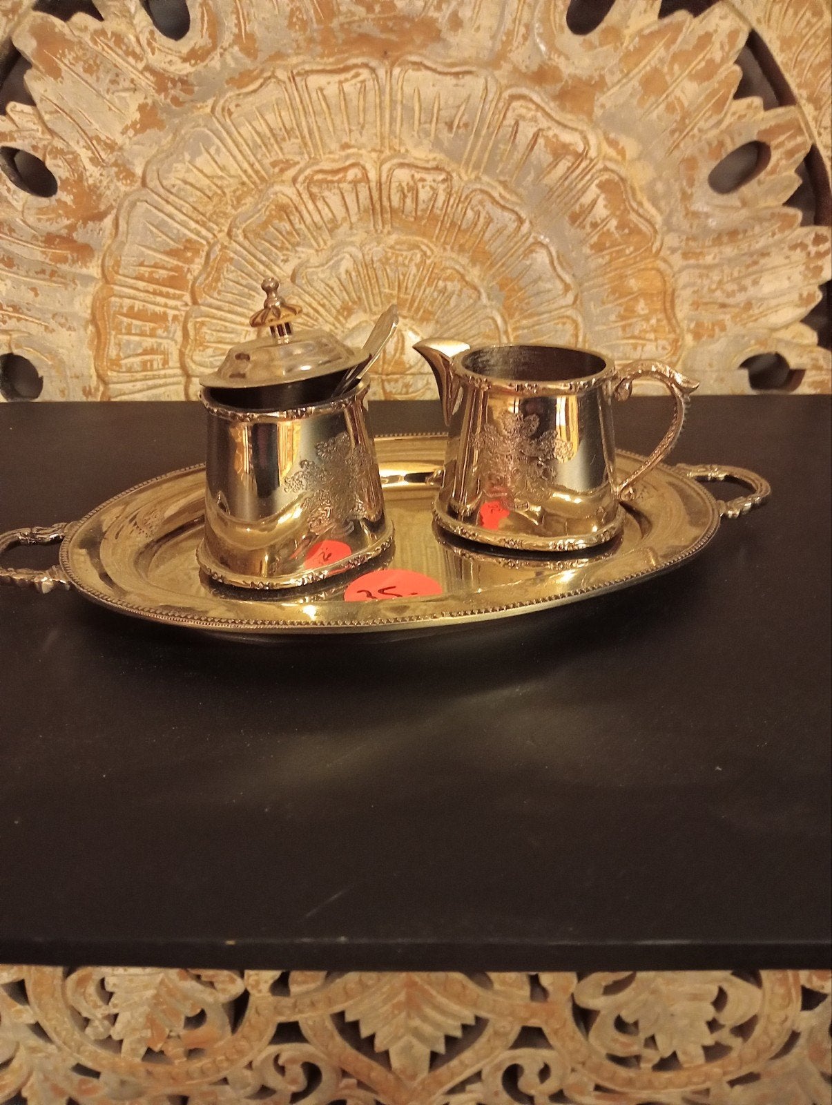 New baroque melk en suiker stel nikkel €35, Antiek en Kunst, Ophalen