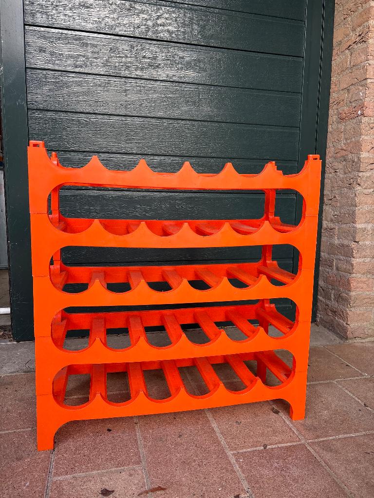 Somm brevette wijnrek oranje vintage jaren ‘70, Ophalen, Kunststof, Gebruikt, 50 tot 75 cm