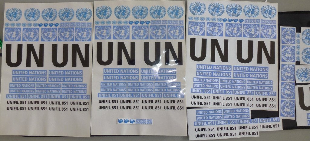 UN stickers, decals voor modelbouw United Nations logo, Overige merken, Nieuw, Ophalen of Verzenden, Groter dan 1:32