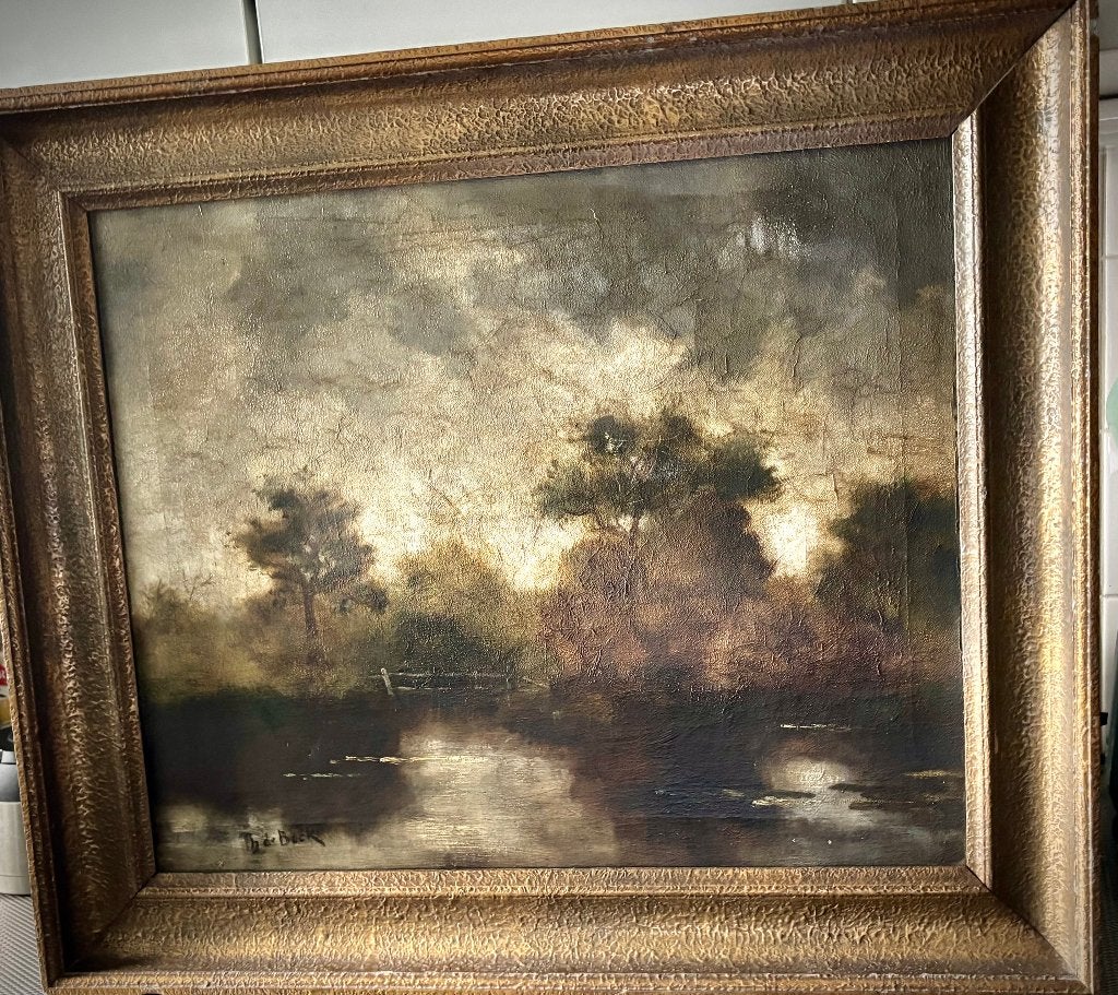Théophile de Bock 1851 - 1904 olieverf  Haagse School., Doek, Realistisch, Origineel werk, Ophalen of Verzenden