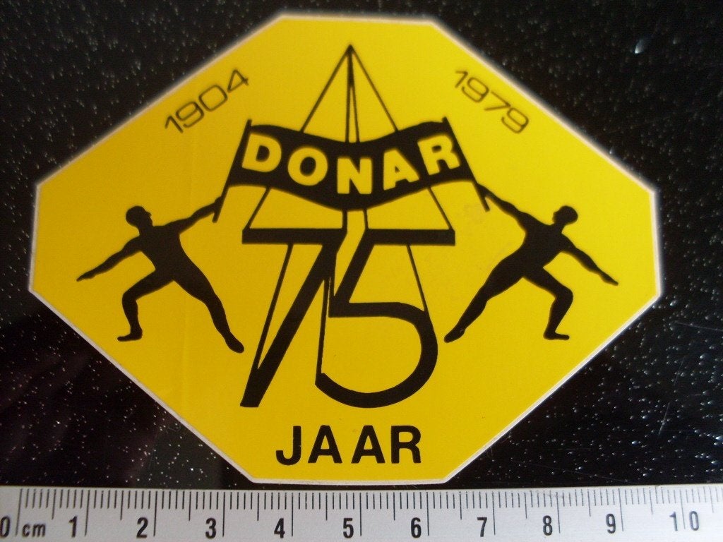 sticker donar logo 75 jaar 1979, Verzenden, Zo goed als nieuw, Bedrijf of Vereniging