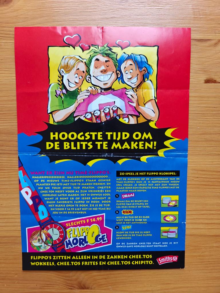 Zeldzame Flippo Horloge Reclame Poster - Time Flippo's, Verzamelen, Flippo's, Ophalen of Verzenden, Time, Map, Album of Poster
