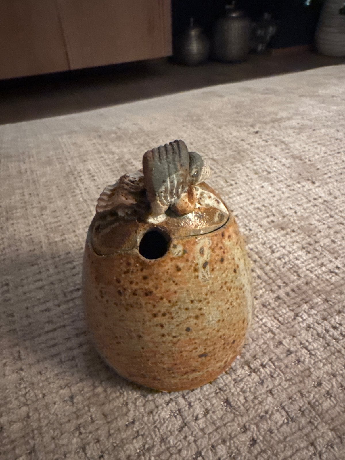 Vintage Studiokeramiek Dekselpotje | Brutalist / Japandi, Ophalen of Verzenden