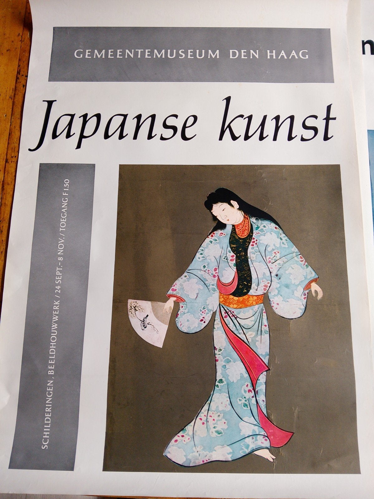 Vintage Japanse kunst poster Gemeentemuseum Den Haag, Verzamelen, Deurposter of groter, Ophalen of Verzenden, Overige onderwerpen