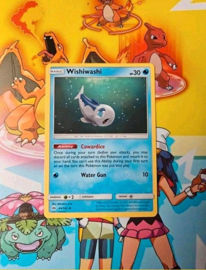 Whisiwashi 44/149 Sun&Moon base set pokemon kaart, Ophalen of Verzenden, Zo goed als nieuw, Losse kaart