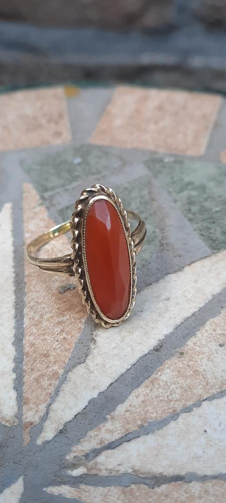 Gouden ring met carneool, Verzenden, Goud, Ring, Met edelsteen