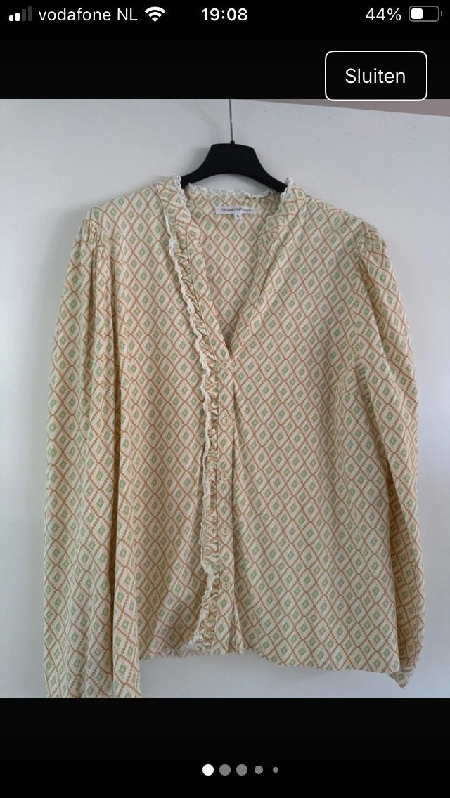Tramontana Blouse Maat 42 met Ruitpatroon, Kleding | Dames, Ophalen of Verzenden, Zo goed als nieuw, Maat 42/44 (L), Beige