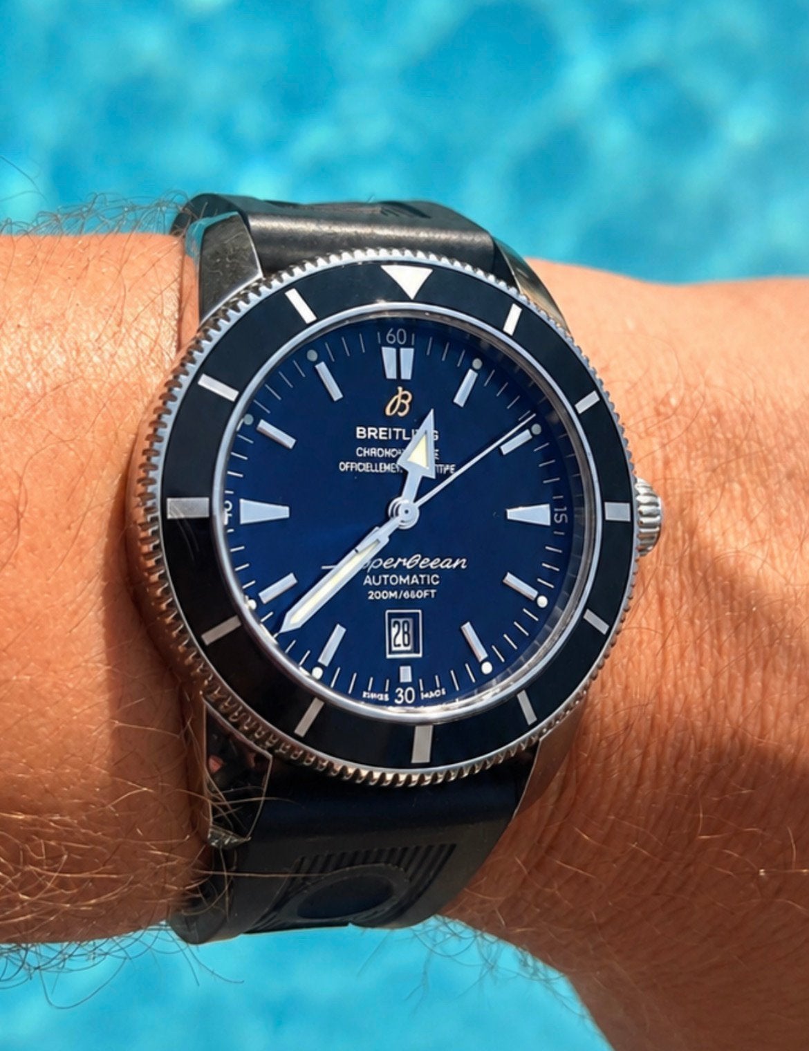 Schitterende Breitling SuperOcean Heritage 46-full set, Ophalen, Zo goed als nieuw, Staal, Breitling