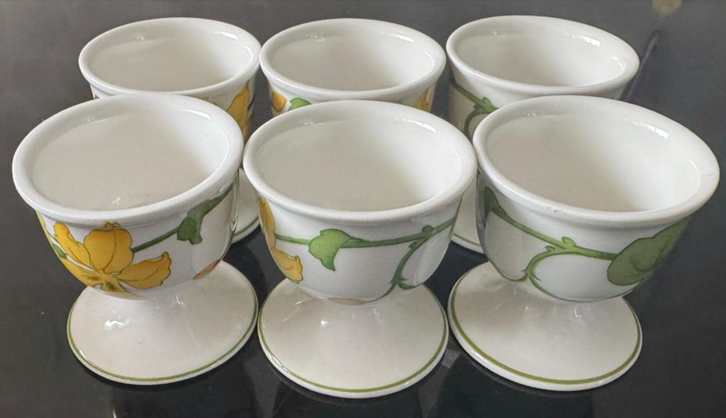 Villeroy & Boch Geranium eierdopjes - set van 6, Huis en Inrichting, Keuken | Servies, Overige typen, Ophalen of Verzenden, Zo goed als nieuw