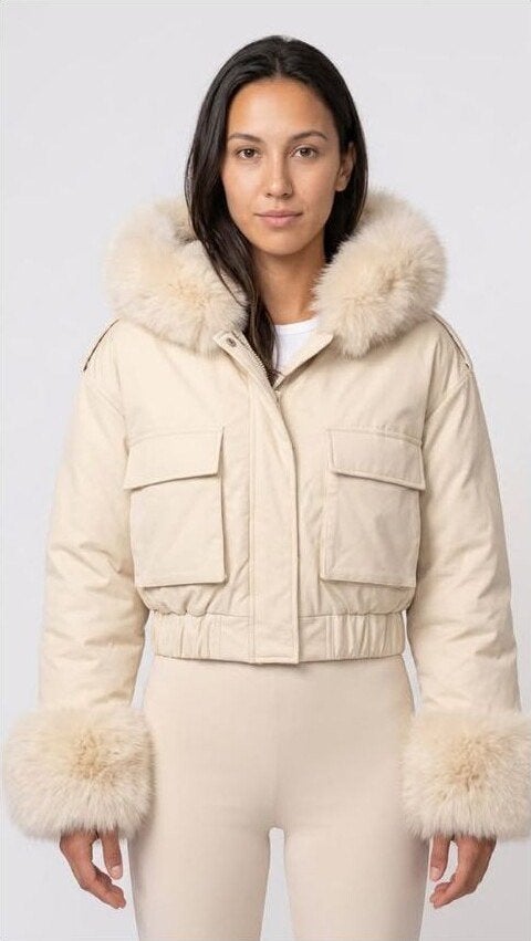Nieuwe AURVÉA damesjas crème met capuchon AV-004, Kleding | Dames, Verzenden, Nieuw, Maat 38/40 (M), Beige