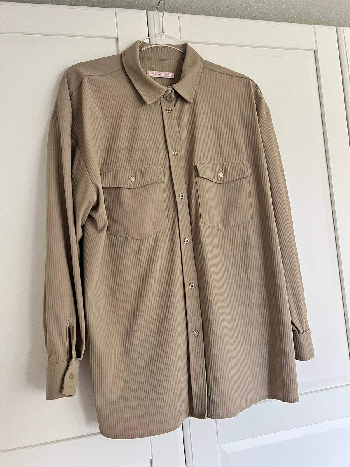Studio anneloes denisa rib blouse L / XL clay travelstof, Beige, Maat 42/44 (L), Ophalen of Verzenden, Zo goed als nieuw