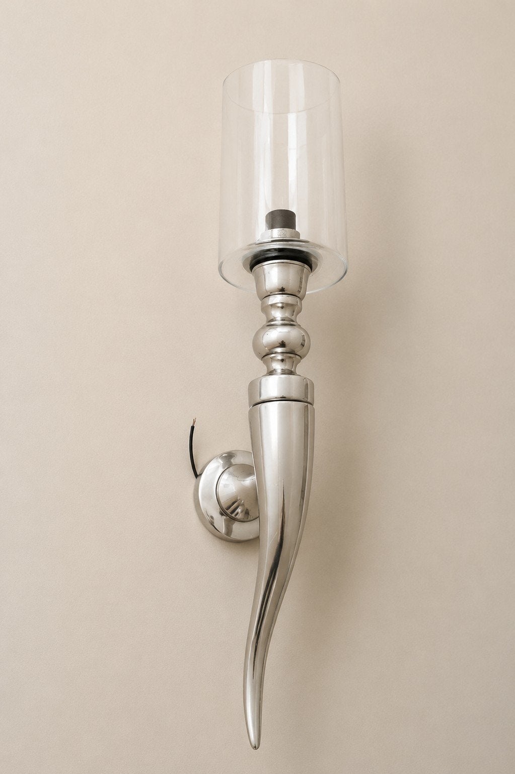 Colmore Wandlamp Zilver met Glazen Kap, Ophalen, Zo goed als nieuw, Modern Klassiek Elegant
