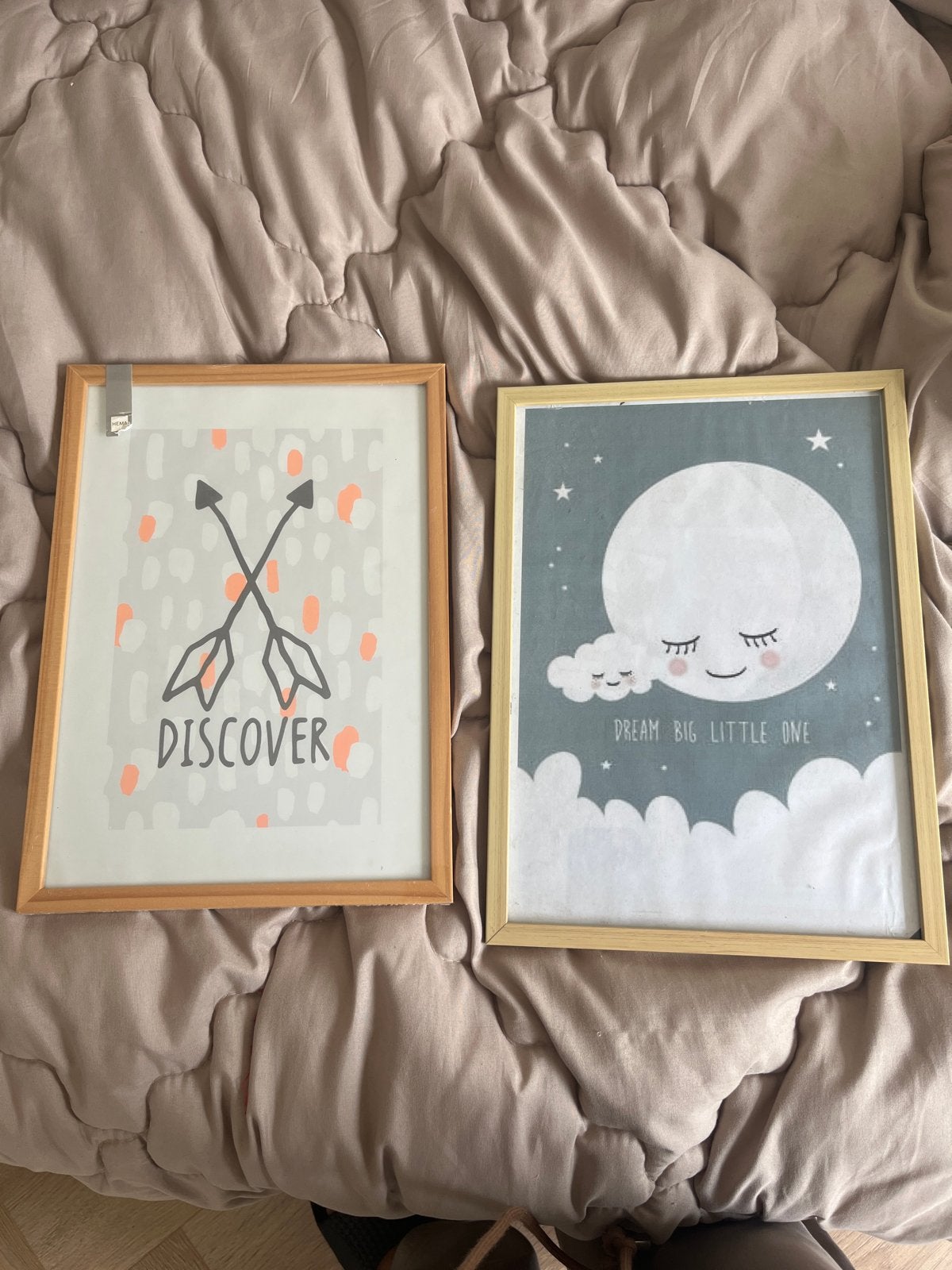 2 HEMA fotolijstjes met kinderprints, Ophalen of Verzenden, Zo goed als nieuw, Hout