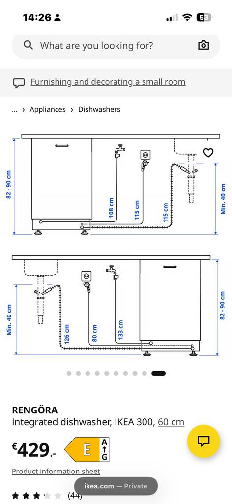 Ikea dishwasher Inbouw Afwasmachine Rengora brand, Ophalen of Verzenden, Zo goed als nieuw, Inbouw, Minder dan 85 cm