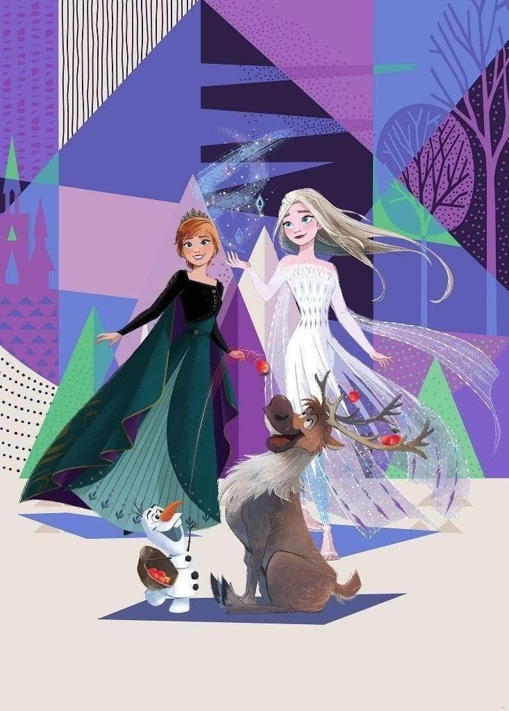 Disney Frozen Behang Abstract - 200x280 - Gratis Verzending, Verzenden, Vliesbehang, 5 tot 10 m², Komar