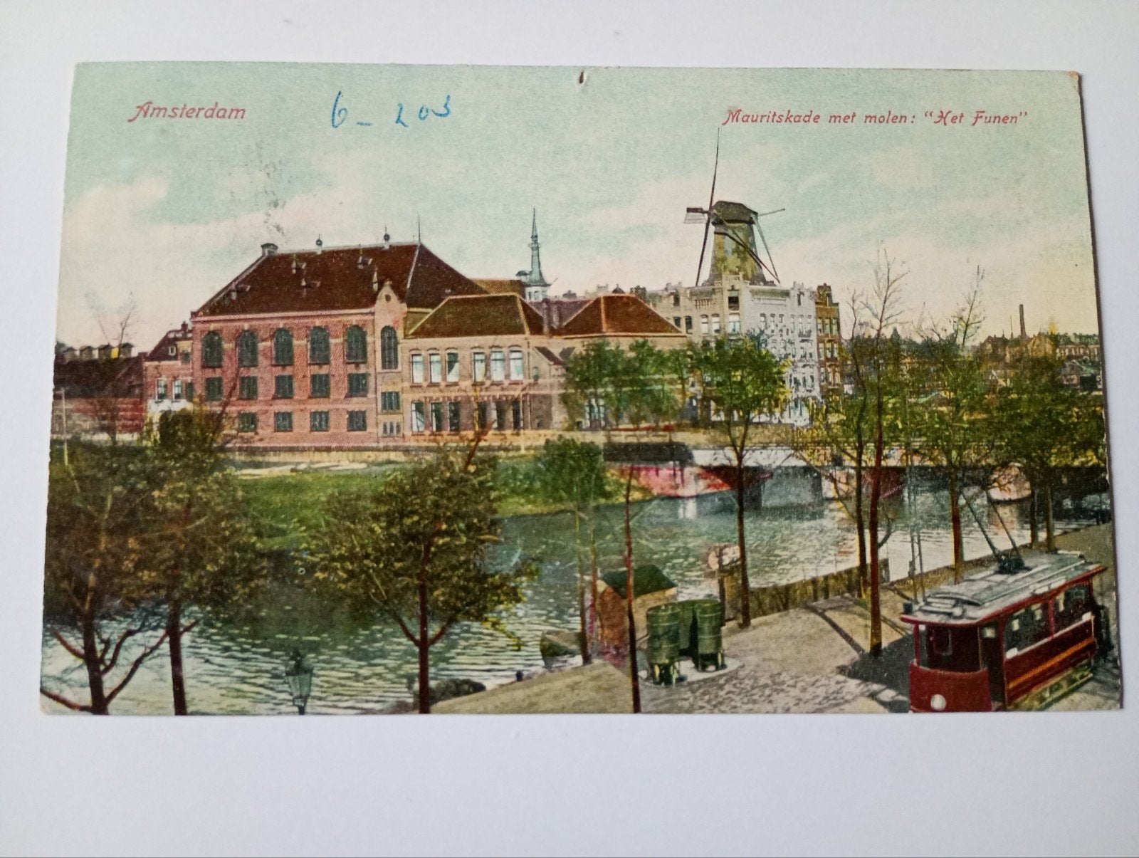 Amsterdam Oost Mauritskade Molen Tram 1910, Ophalen of Verzenden, Voor 1920, Gelopen, Noord-Holland