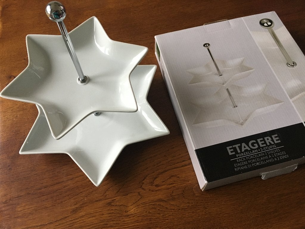 2 delige  "Etagère"  'Ster'  Nieuw in Doos, Ophalen of Verzenden, Nieuw, Glas, Overige stijlen
