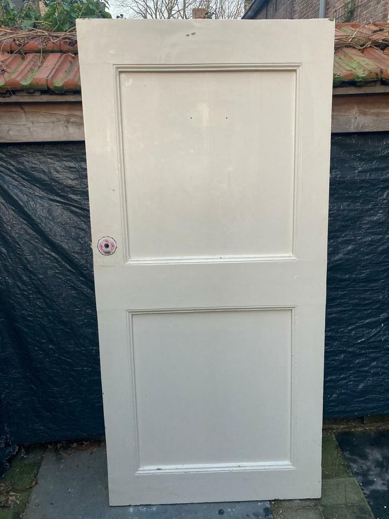 Stompe binnendeur, wit, 201x83 cm, Doe-het-zelf en Verbouw, Deuren en Horren, Ophalen, Gebruikt, 80 tot 100 cm, Binnendeur