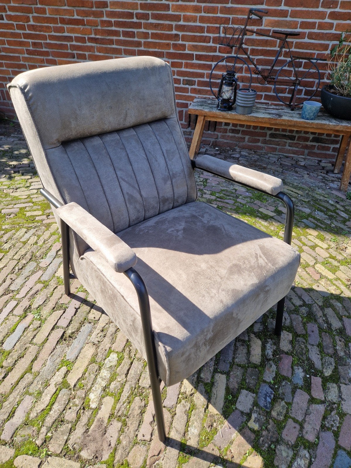 Comfortabele fauteuil groen, Ophalen, Gebruikt, 75 tot 100 cm, Metaal