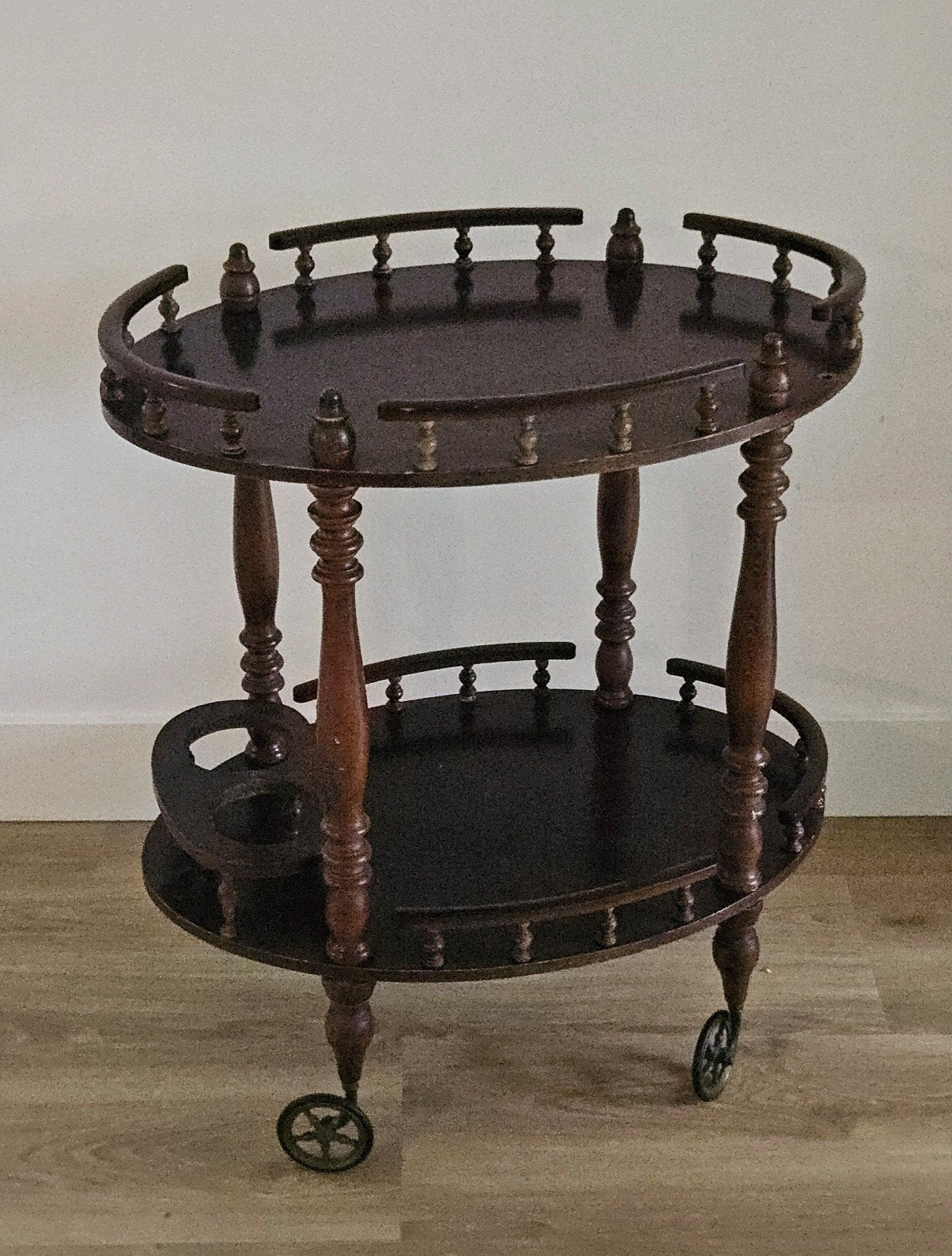 Vintage houten serveerwagen / theewagen, Antiek en Kunst, Ophalen