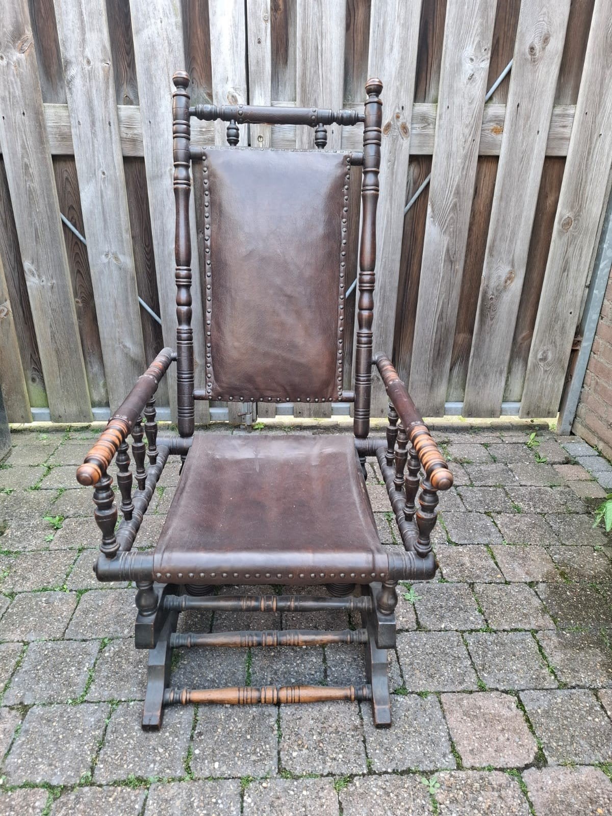 Antieke Leren Schommelstoel - Vintage Charme, Ophalen