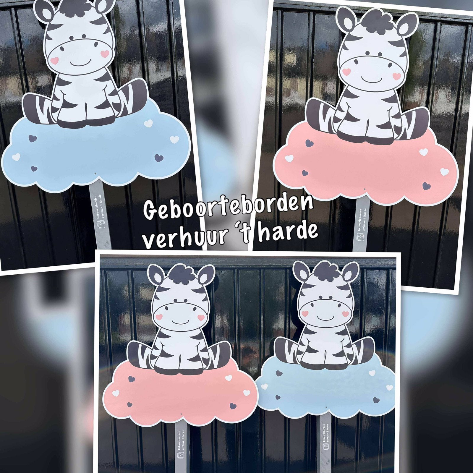 Schattige zebra geboortebord te huur., Kinderen en Baby's, Ophalen, Zo goed als nieuw