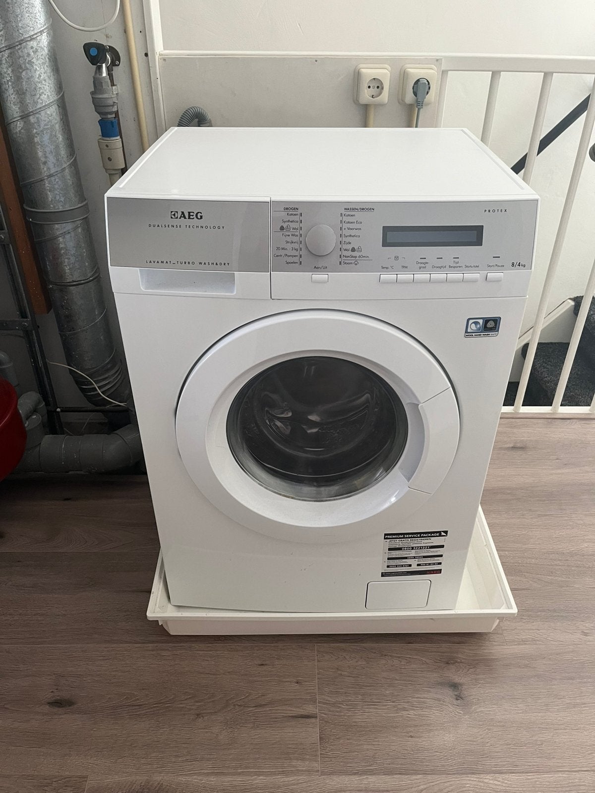 AEG dualsense wasmachine en droogcombinatie, Ophalen, Gebruikt, Wolwasprogramma, Voorlader