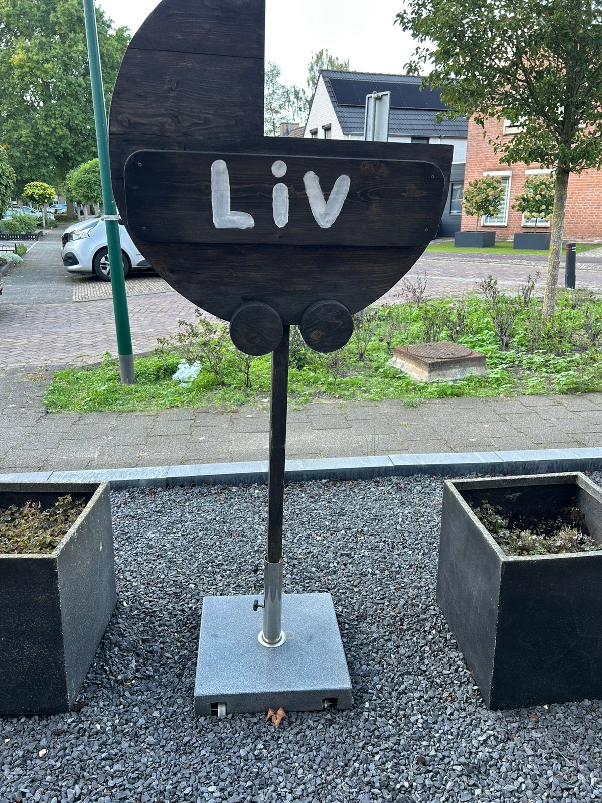 Geboorte bord inclusief voet om in te zetten, Ophalen, Gebruikt, Ring, Bord of Paal