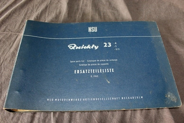 NSU Quickly 23 N S S/2 1962 moped Mofa ersatzteil liste, Ophalen of Verzenden