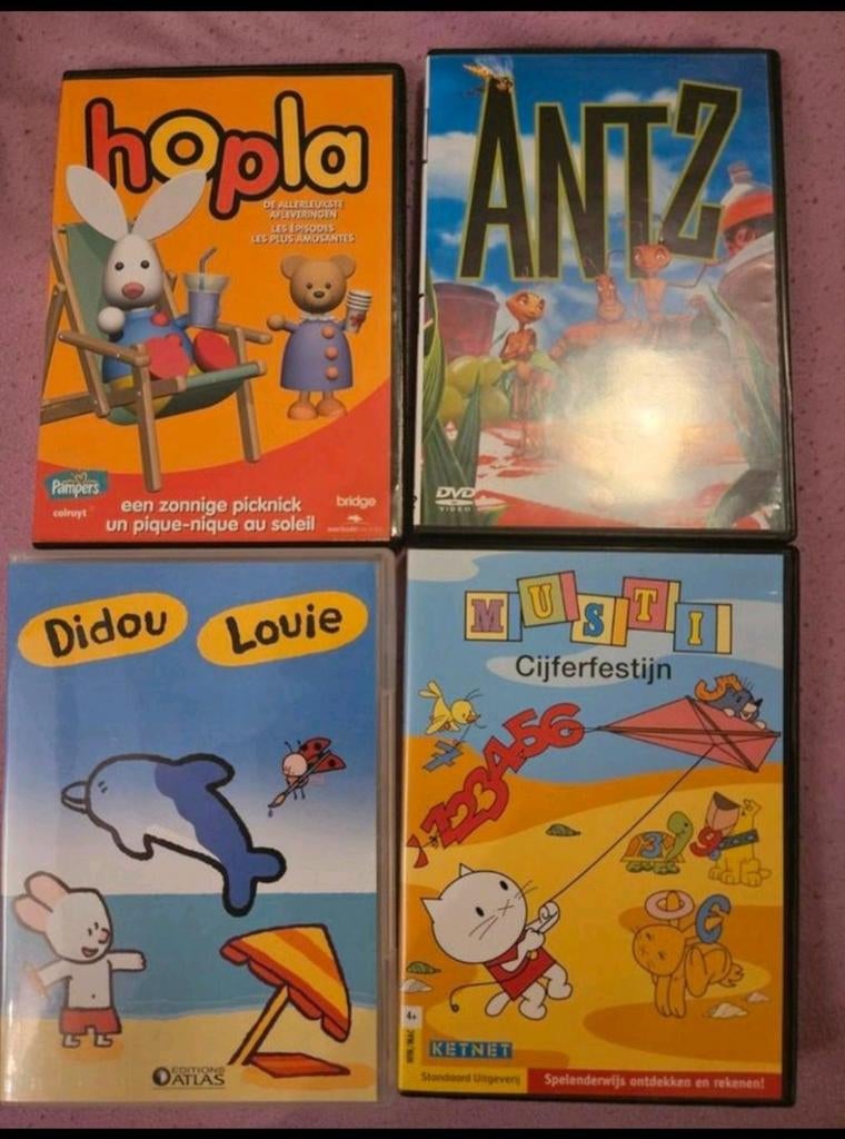 Kinder DVD's: Hopla, Antz, Didou & Louie, Musti, Ophalen, Gebruikt