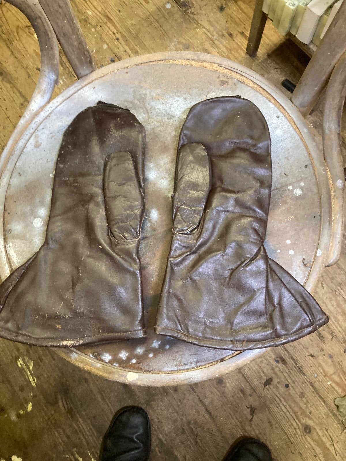 Vintage Leren Overall met Geïsoleerde Wanten, Ophalen of Verzenden